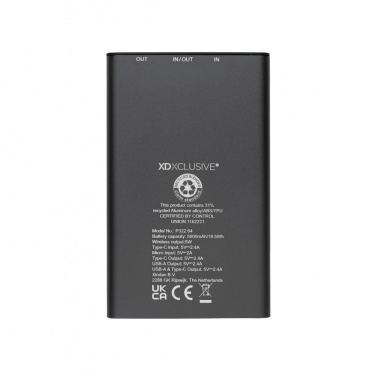 Logotrade promotional gift image of: Terra RCS recycled aluminium 5000 mAh powerbank 5W wireless