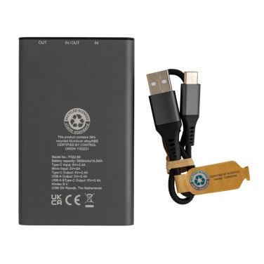 Logotrade promotional product picture of: Terra RCS recycled aluminium powerbank 5.000 mAh