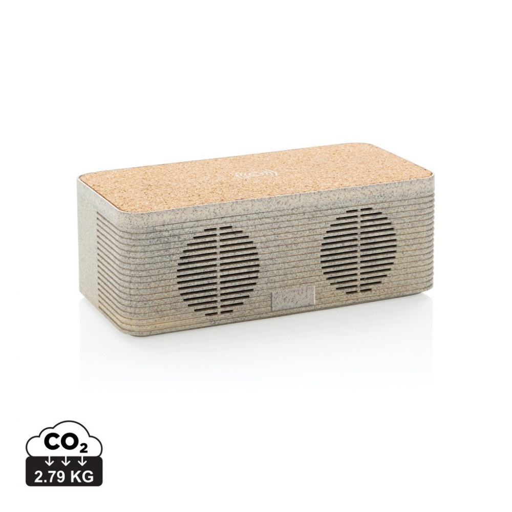 Logo trade advertising products image of: Wheatstraw wireless charging speaker