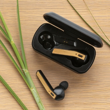 Logotrade promotional items photo of: Bamboo Free Flow TWS earbuds in case