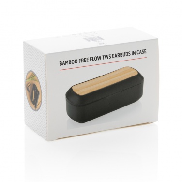 Logotrade promotional item image of: Bamboo Free Flow TWS earbuds in case