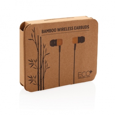 Logo trade business gifts image of: Bamboo wireless earbuds