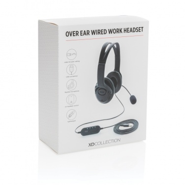 Logo trade corporate gift photo of: Over ear wired work headset