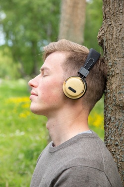 Logotrade promotional gift image of: Bamboo wireless headphone