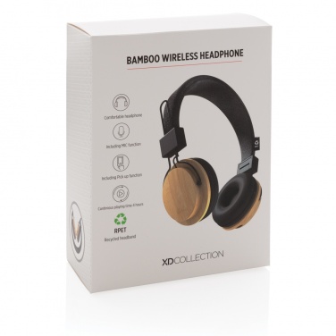 Logotrade advertising product picture of: Bamboo wireless headphone