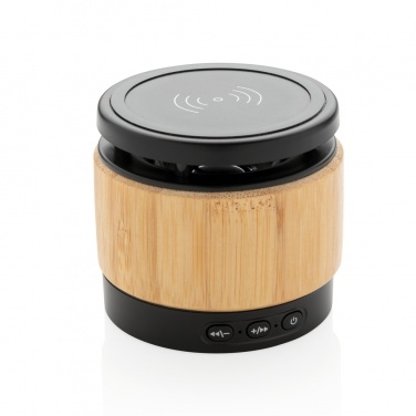 Logo trade business gift photo of: Bamboo wireless charger speaker