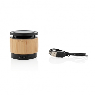 Logo trade promotional giveaways image of: Bamboo wireless charger speaker