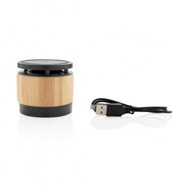 Logo trade promotional products picture of: Bamboo wireless charger speaker