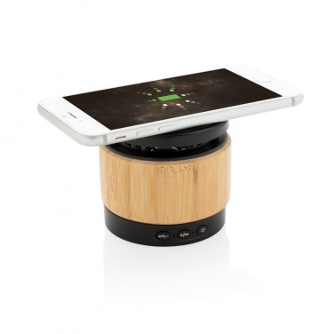 Logotrade promotional gift picture of: Bamboo wireless charger speaker