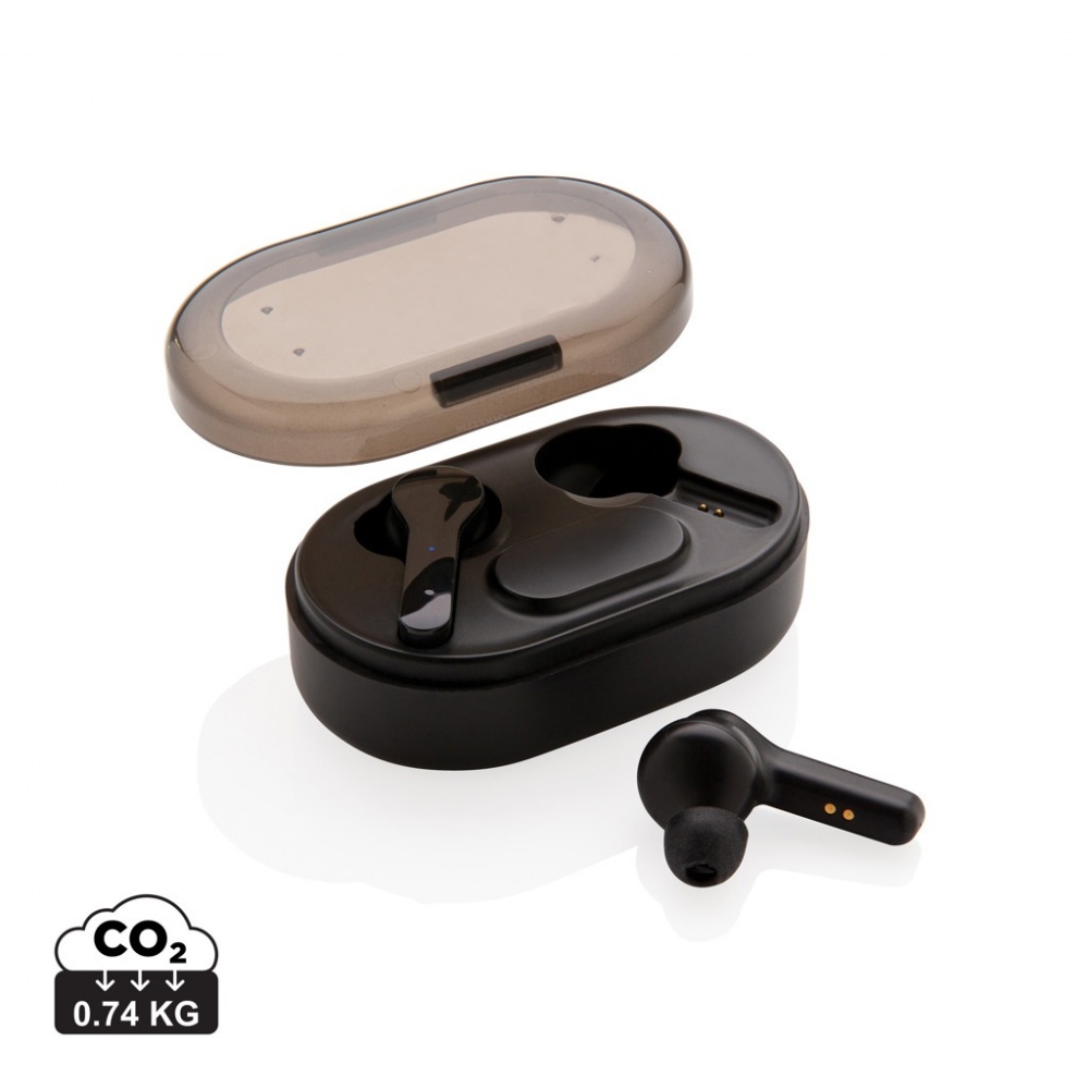 Logo trade advertising products image of: Light up logo TWS earbuds in charging case