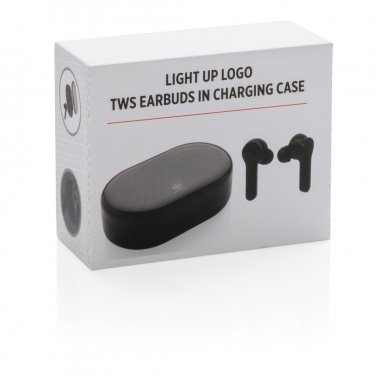 Logotrade promotional items photo of: Light up logo TWS earbuds in charging case