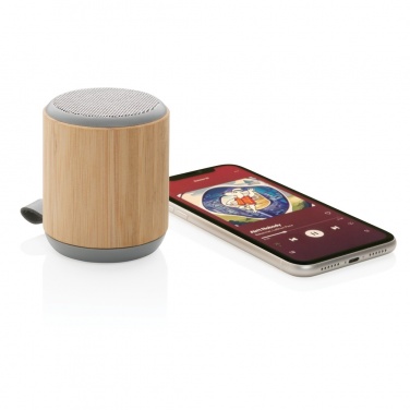 Logo trade promotional gift photo of: Bamboo and fabric 3W wireless speaker