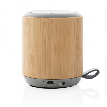 Logo trade promotional products picture of: Bamboo and fabric 3W wireless speaker