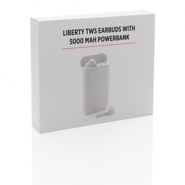 Logo trade business gift photo of: Liberty TWS earbuds with 5.000 mAh powerbank