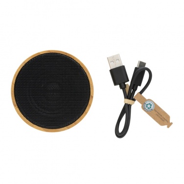 Logotrade promotional gift image of: RCS recycled plastic and bamboo 3W wireless speaker