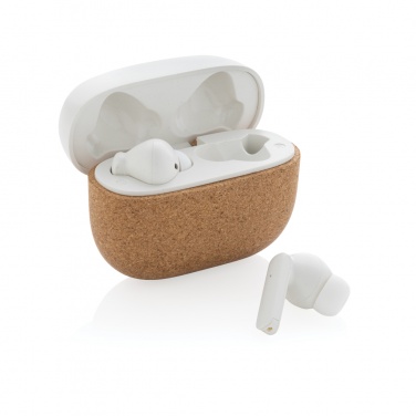 Logotrade promotional item image of: Oregon RCS recycled plastic and cork TWS earbuds