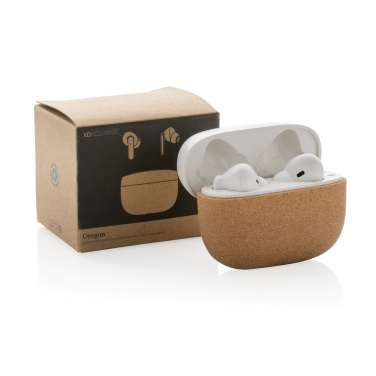 Logotrade promotional item picture of: Oregon RCS recycled plastic and cork TWS earbuds