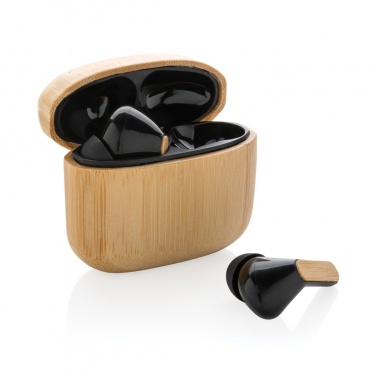 Logotrade promotional item picture of: Bamboo TWS earbuds with RCS recycled plastic