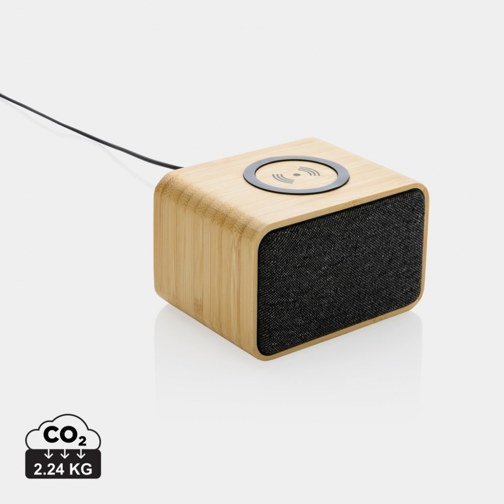 Logo trade promotional merchandise picture of: RCS Rplastic 3W speaker with bamboo 5W wireless