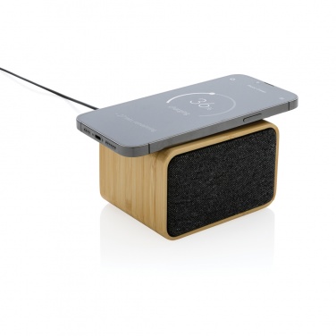 Logo trade promotional gifts picture of: RCS Rplastic 3W speaker with bamboo 5W wireless