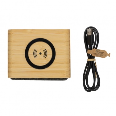 Logo trade corporate gift photo of: RCS Rplastic 3W speaker with bamboo 5W wireless