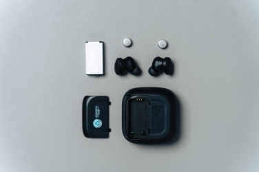 Logo trade promotional merchandise image of: Lakewood RCS recycled and repairable wireless earbuds