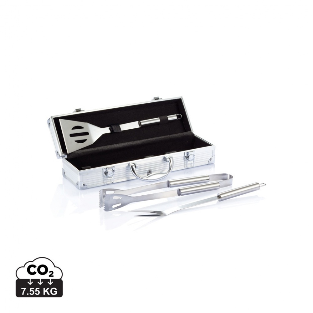 Logotrade promotional merchandise image of: 3 pcs barbecue set in aluminium box