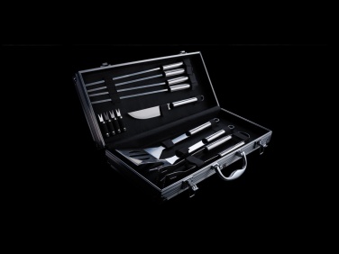 Logo trade promotional gifts picture of: 12 pcs barbecue set in aluminium box