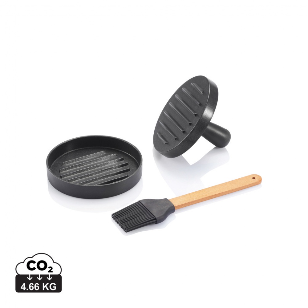 Logo trade business gift photo of: BBQ set with hamburger press and brush