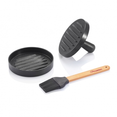 Logo trade promotional items image of: BBQ set with hamburger press and brush