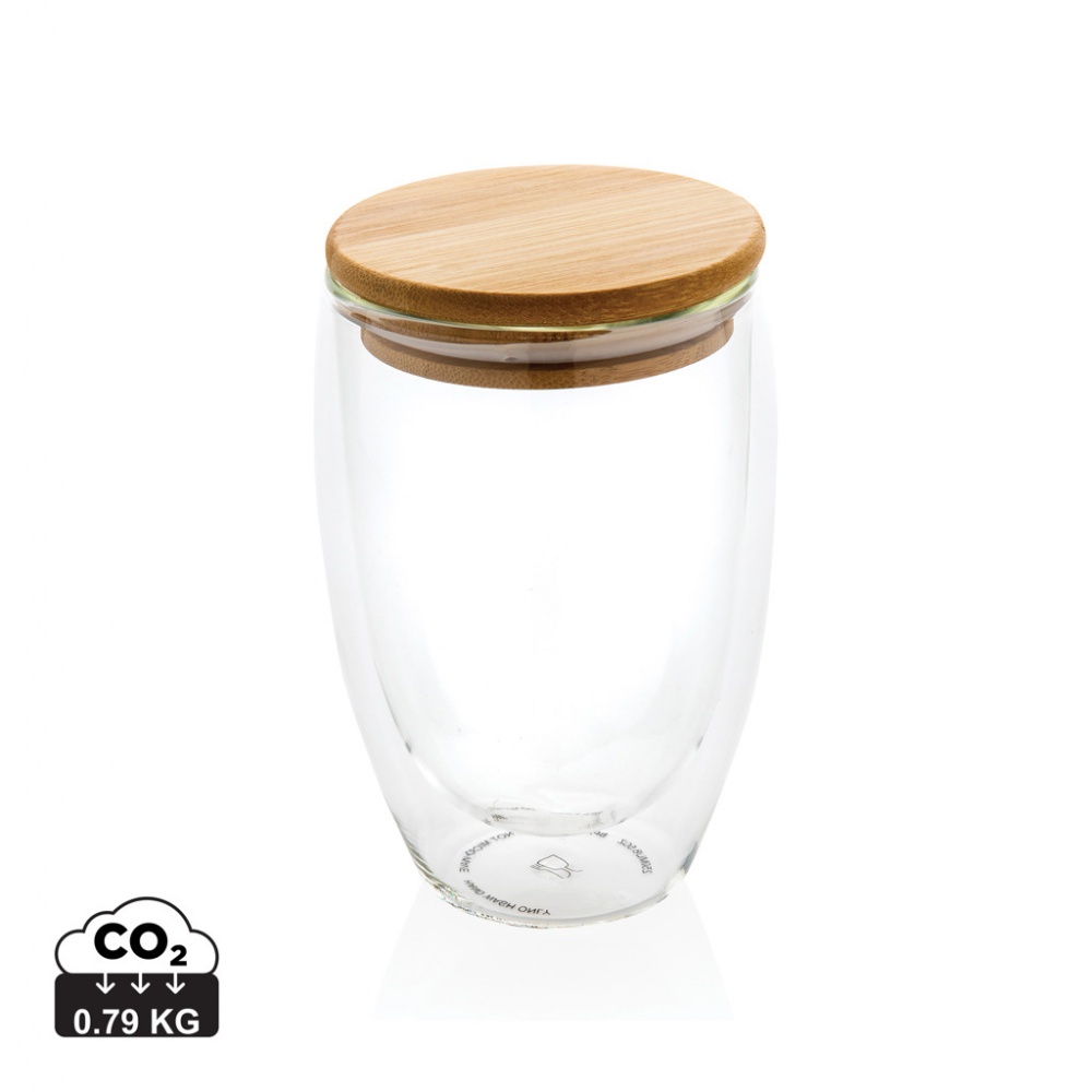 Logotrade advertising product image of: Double wall borosilicate glass with bamboo lid 350ml