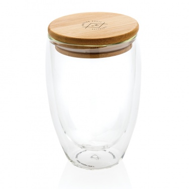 Logo trade advertising products picture of: Double wall borosilicate glass with bamboo lid 350ml