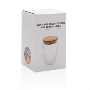 Logotrade promotional product picture of: Double wall borosilicate glass with bamboo lid 350ml