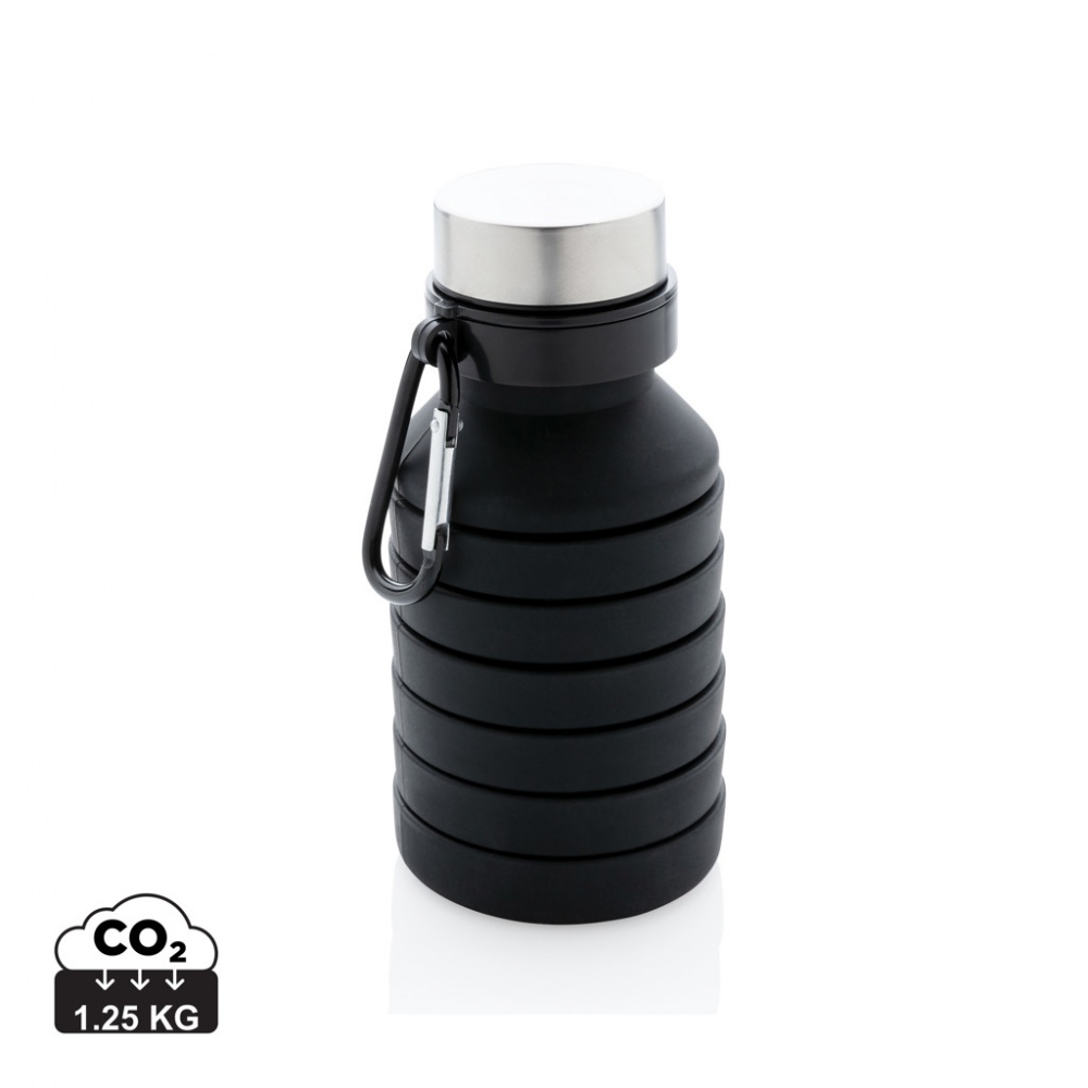 Logo trade promotional merchandise photo of: Leakproof collapsible silicone bottle with lid