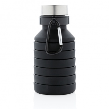 Logo trade promotional giveaways image of: Leakproof collapsible silicone bottle with lid