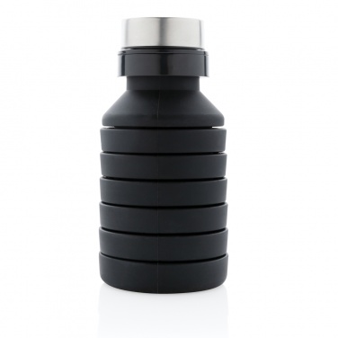 Logo trade promotional products image of: Leakproof collapsible silicone bottle with lid