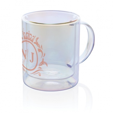 Logo trade promotional giveaways picture of: Deluxe double wall electroplated glass mug