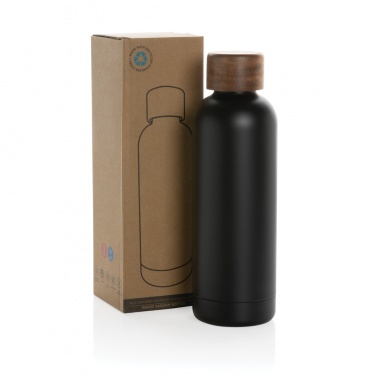 Logotrade business gift image of: Wood RCS certified recycled stainless steel vacuum bottle