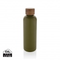 Wood RCS certified recycled stainless steel vacuum bottle, green