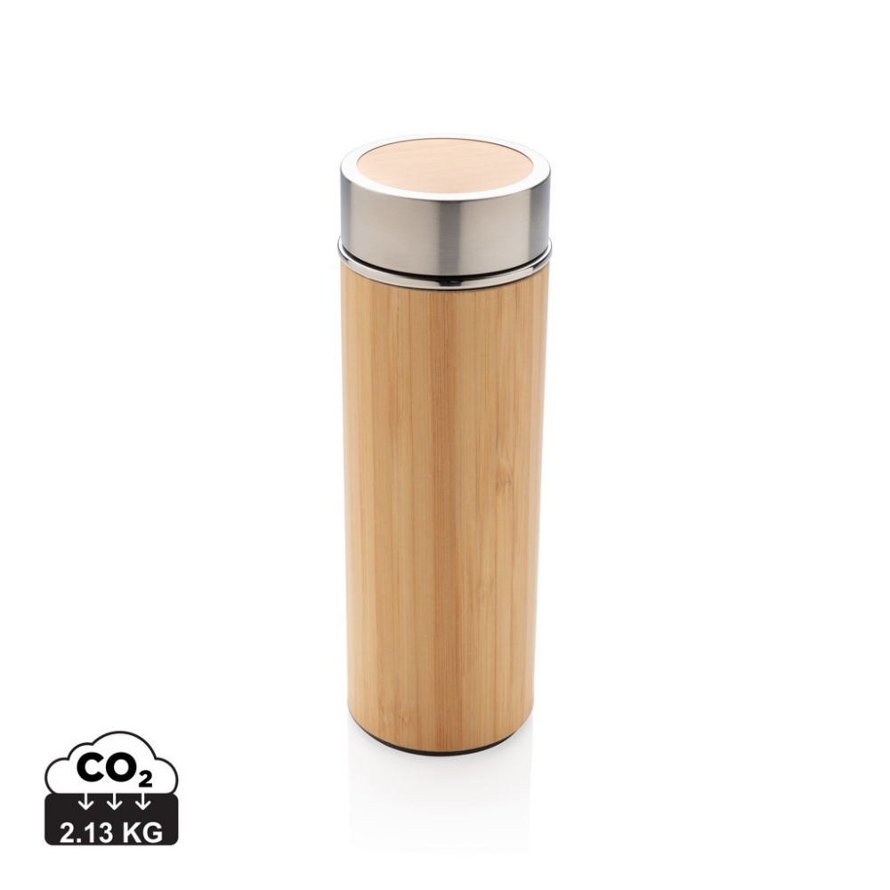 Logo trade promotional merchandise image of: Leak proof bamboo vacuum bottle