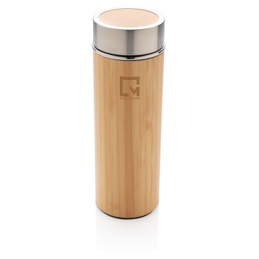 Logo trade business gifts image of: Leak proof bamboo vacuum bottle