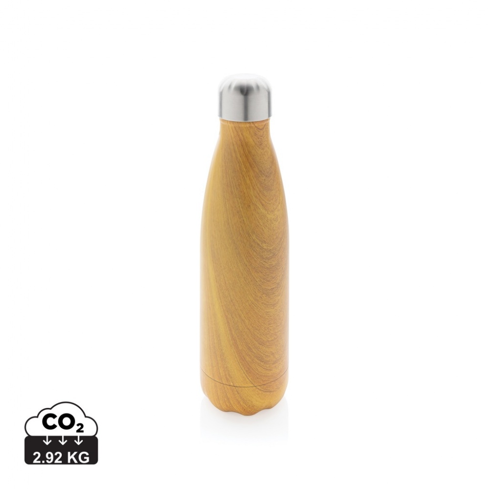 Logo trade promotional merchandise image of: Vacuum insulated stainless steel bottle with wood print