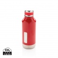 Leak proof vacuum bottle with logo plate, red