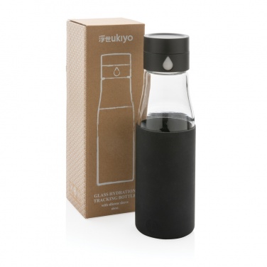 Logotrade corporate gift picture of: Ukiyo glass hydration tracking bottle with sleeve