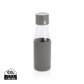 Ukiyo glass hydration tracking bottle with sleeve, grey