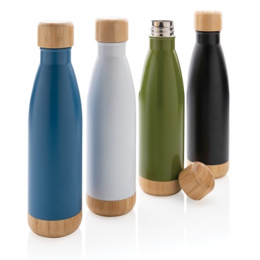 Logotrade corporate gift image of: Vacuum stainless steel bottle with bamboo lid and bottom