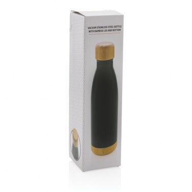 Logo trade promotional gifts picture of: Vacuum stainless steel bottle with bamboo lid and bottom