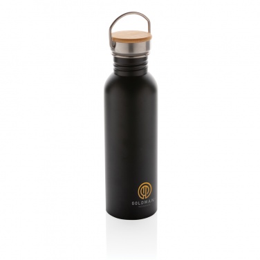 Logo trade promotional gifts picture of: Modern stainless steel bottle with bamboo lid