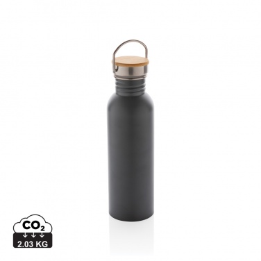 Logo trade promotional merchandise photo of: Modern stainless steel bottle with bamboo lid