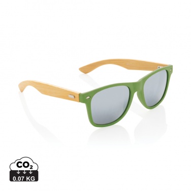 Logo trade promotional gifts picture of: Bamboo and RCS recycled plastic sunglasses